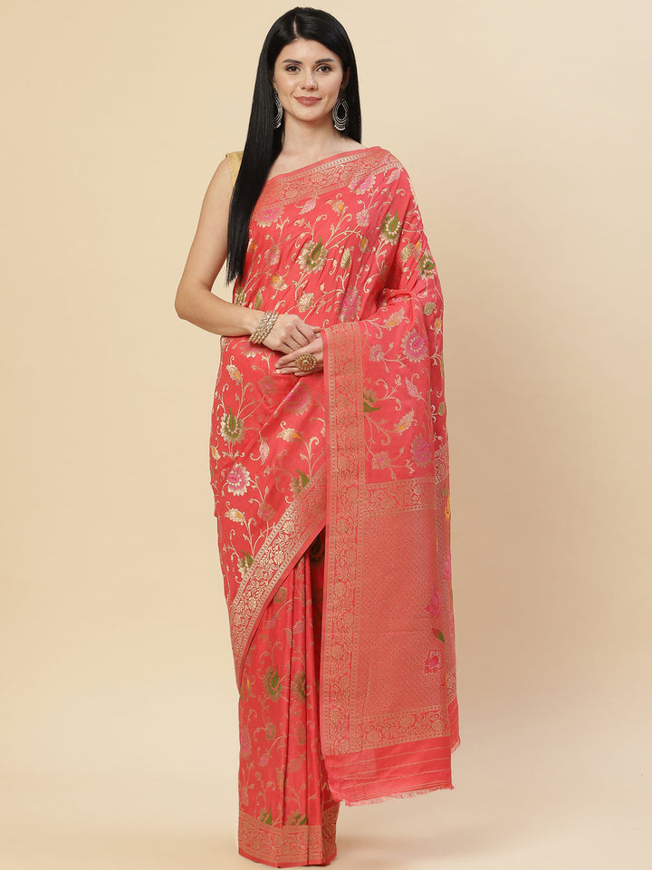 Floral Zari Jaal Handloom Woven Saree