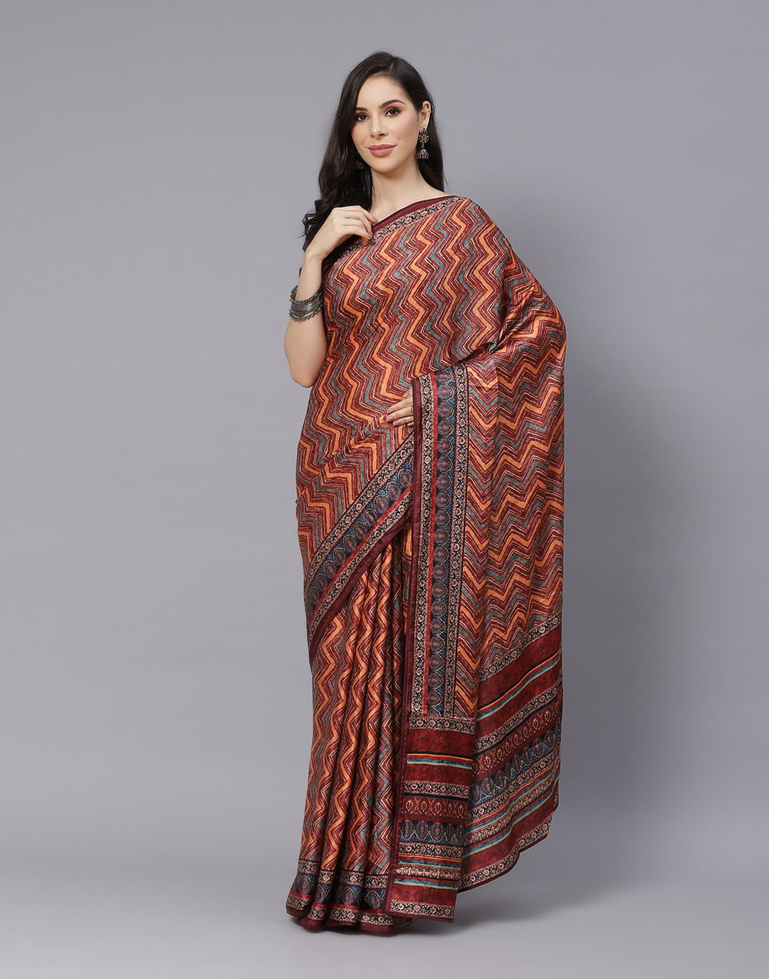 Digital Floral Satin Printed Saree