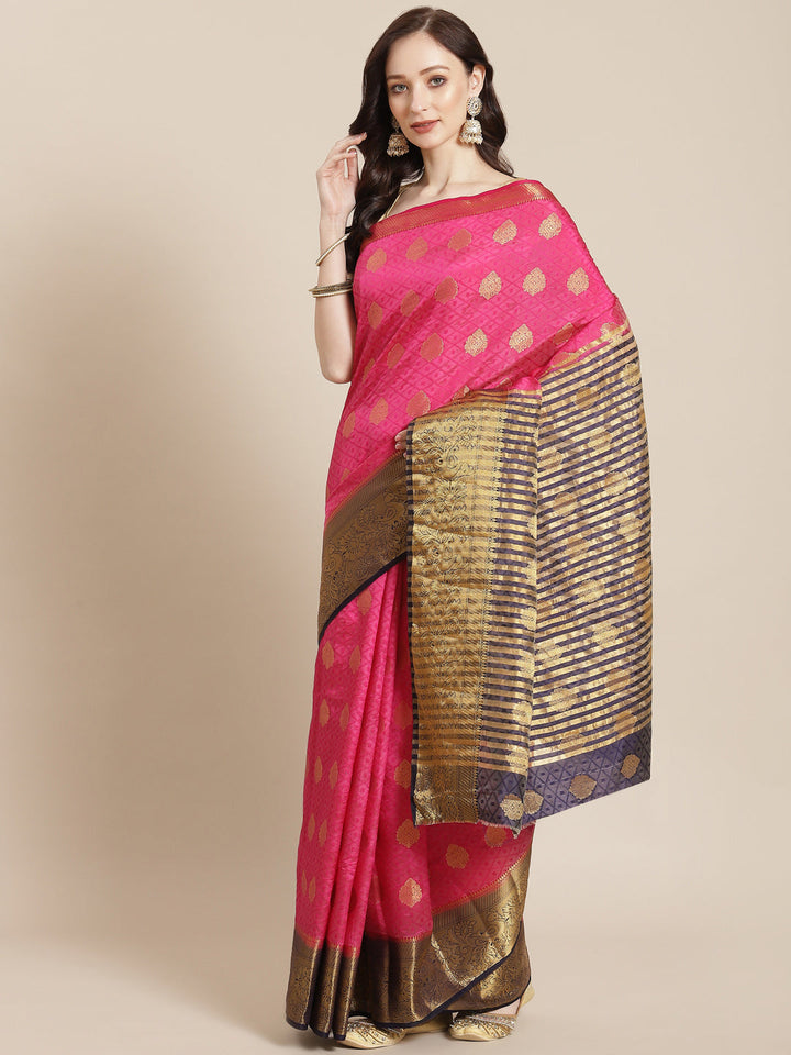 Zari Border Booti Art Handloom Woven Saree