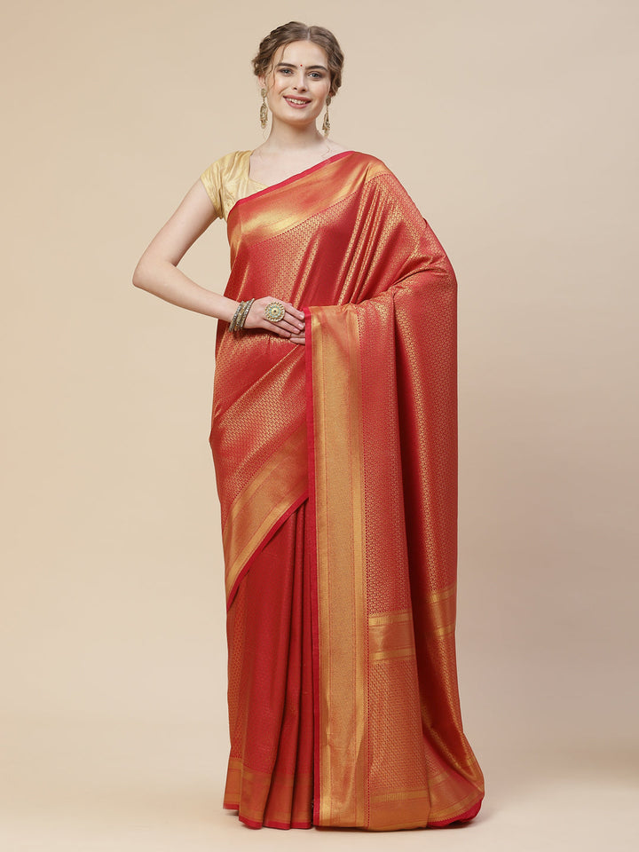 Brocade Zari Booti Art Handloom Woven Saree