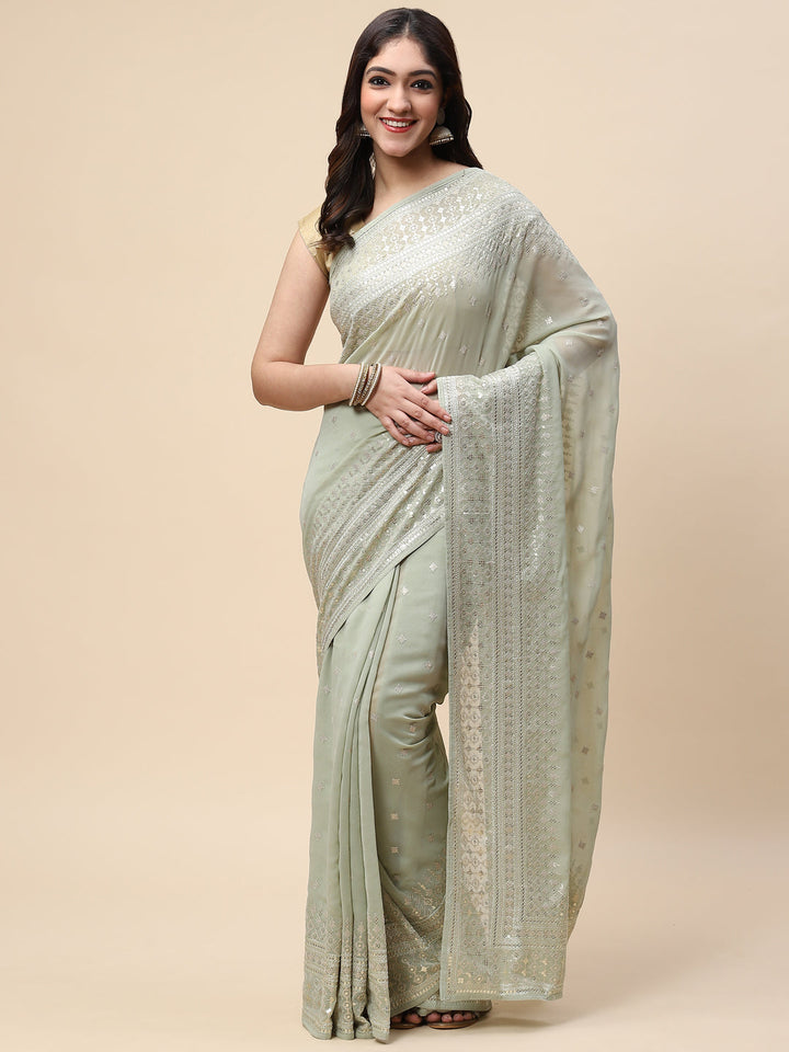 Sequin Embroidered Georgette Saree