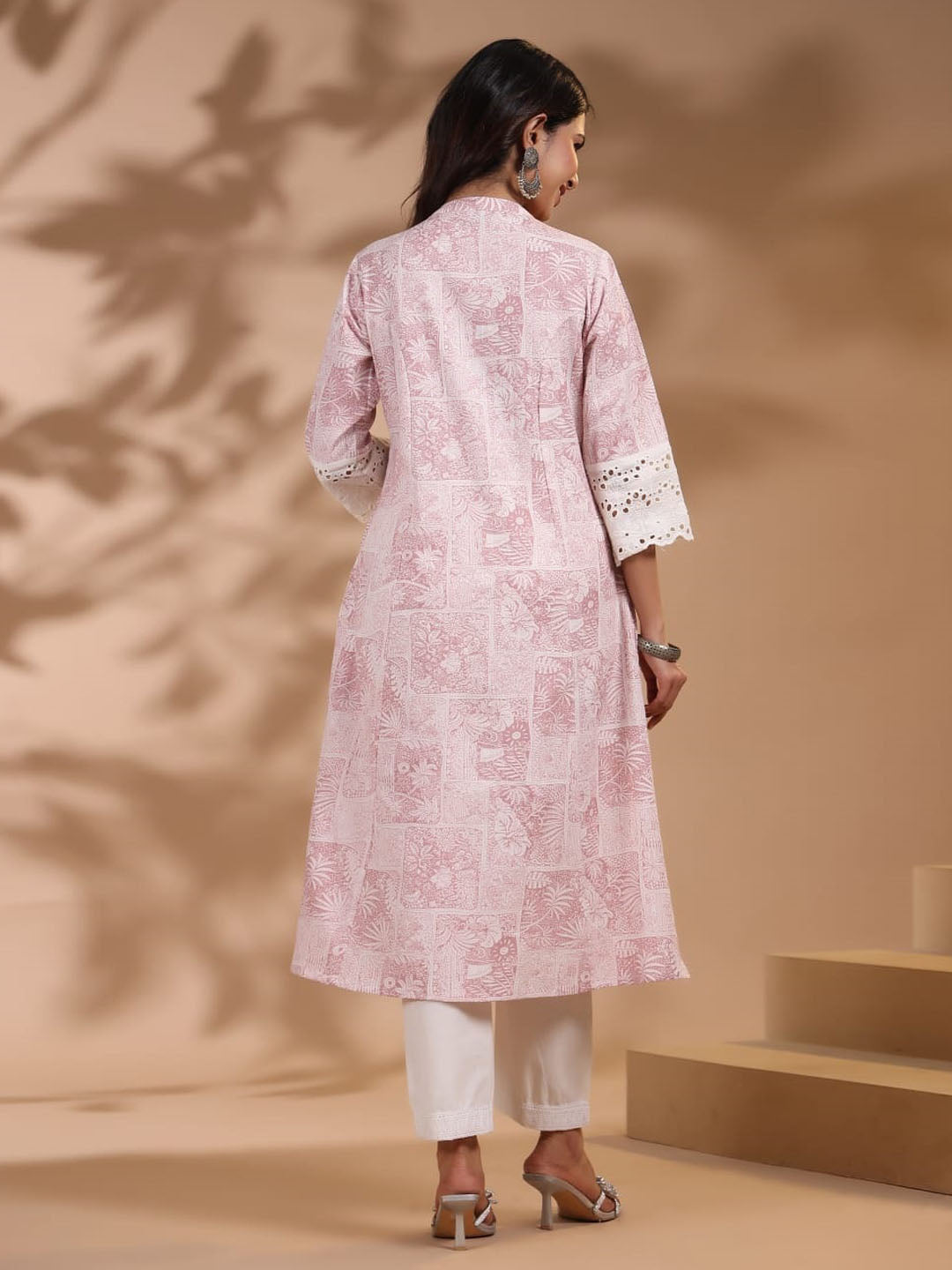Floral Printed Cotton Kurti With Pants