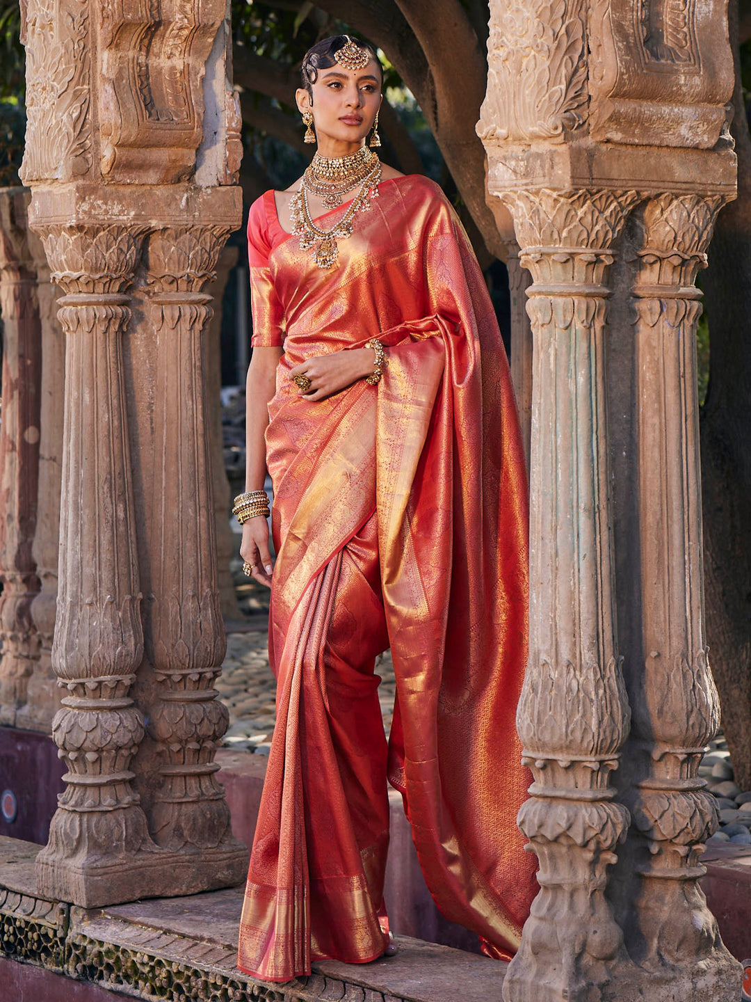 Brocade Zari Jaal Handloom Woven Saree
