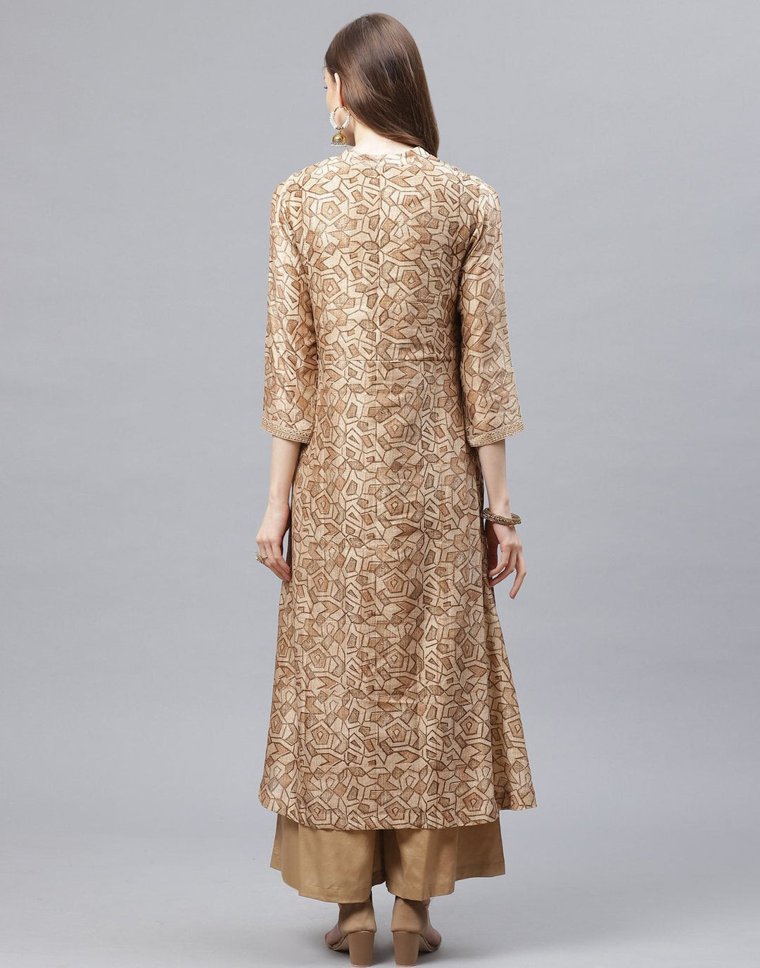 Straight Cotton Chanderi Kurta With Plazzo Set