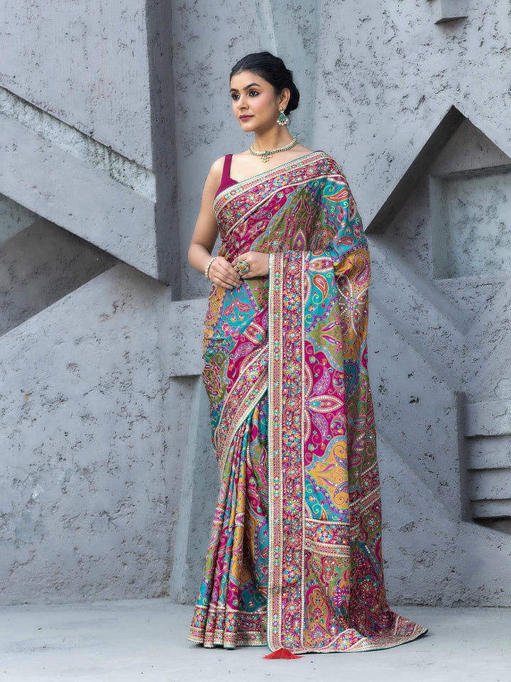 Printed Satin Saree