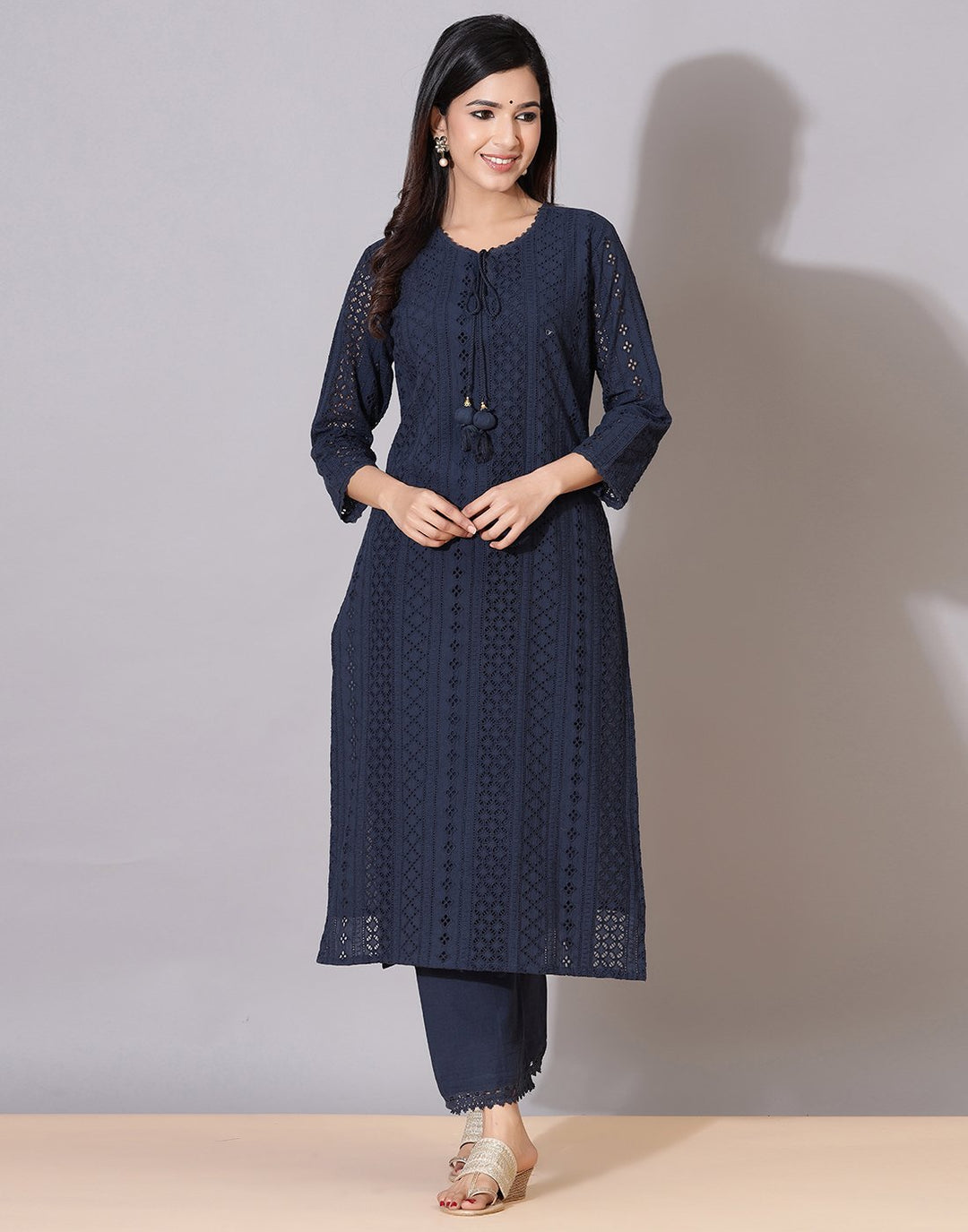 Cotton Embroidered Kurti Pant Set