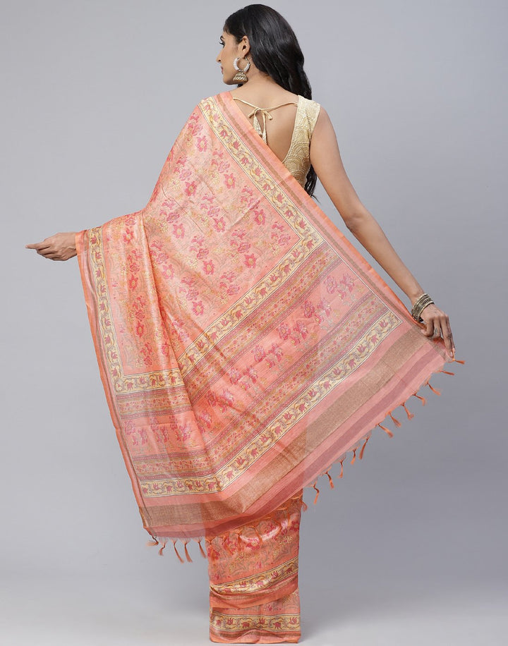 Printed Cotton Linen Saree