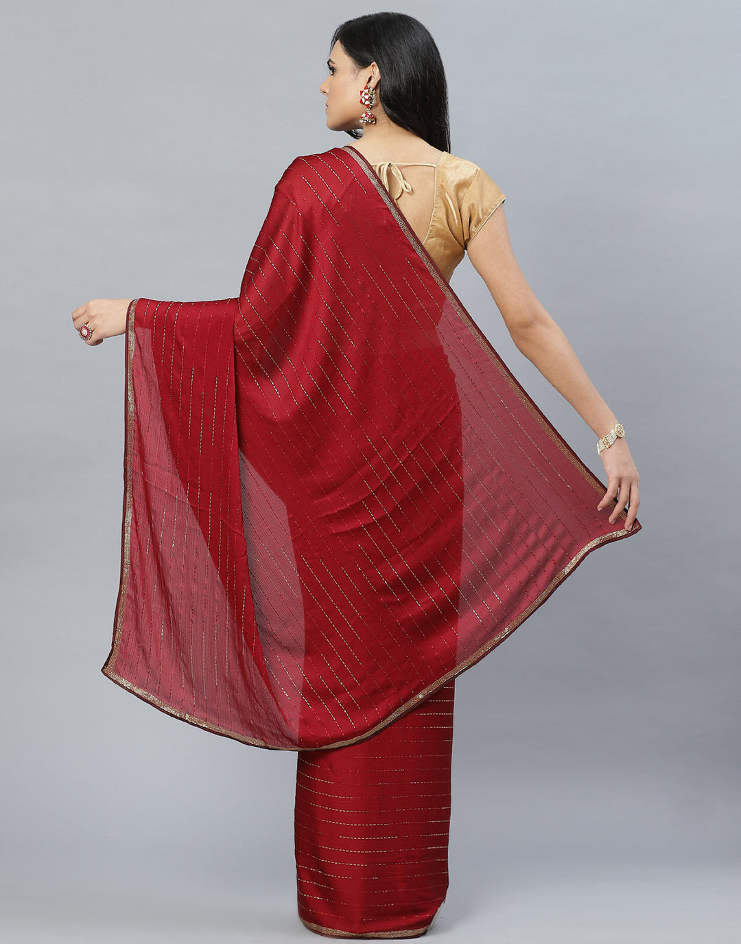 Stone Embroidered Chiffon Saree