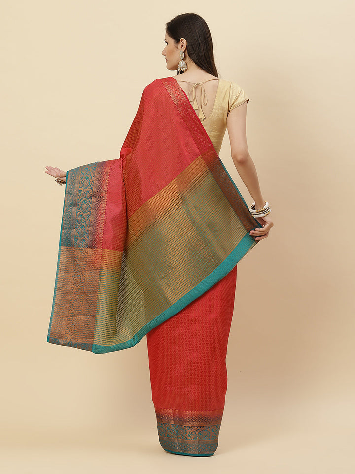 Plain Zari Border Handloom Woven Saree