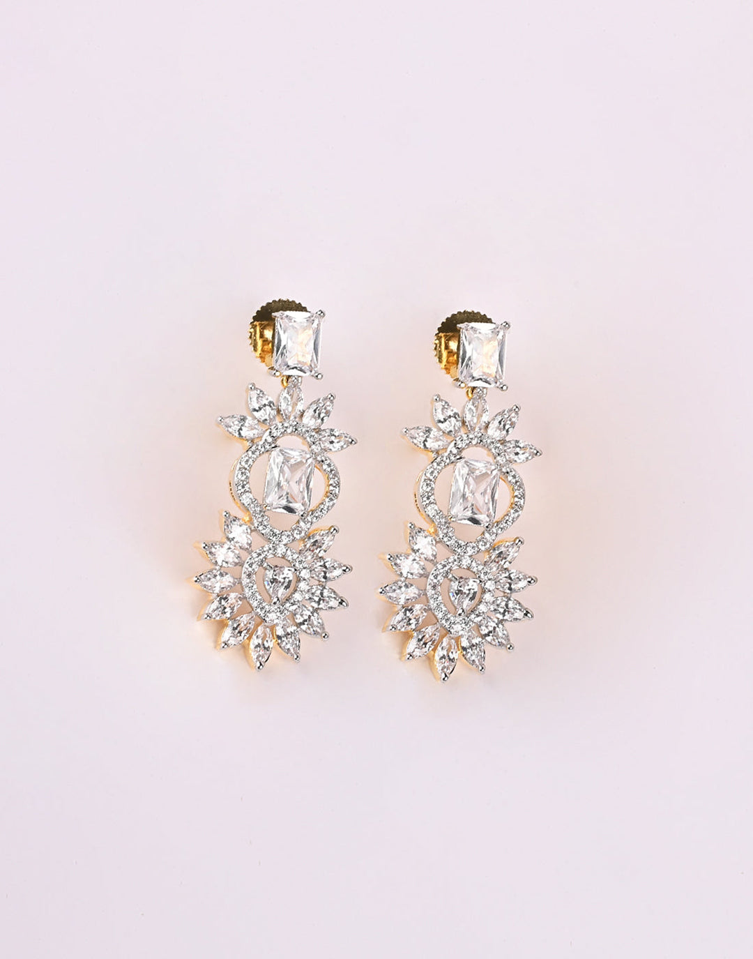 Gold Plated Earring Embellished With Diamond Stone