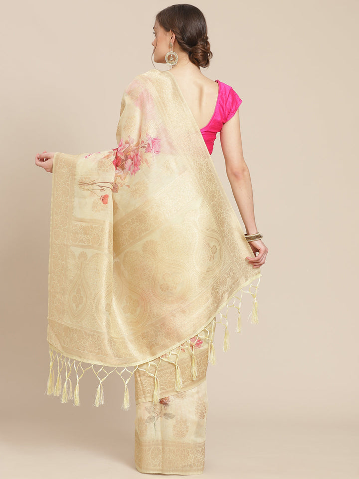 Digital Floral Banarasi Pallu Sarees Printed