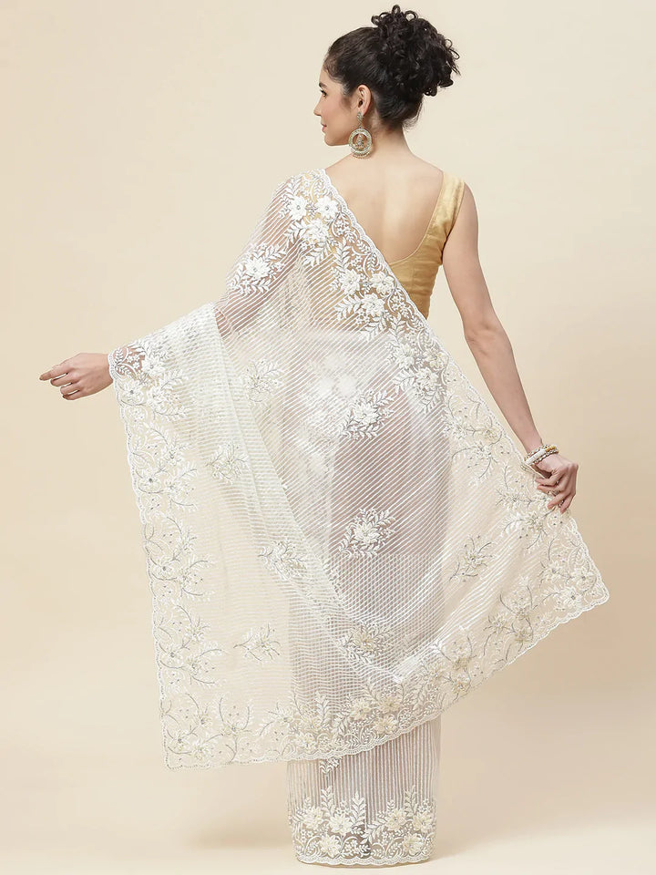 Swarovski Jaal Embroidered Net Saree