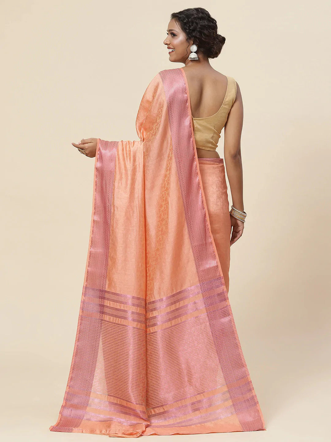 Plain Zari Border Handloom Woven Saree