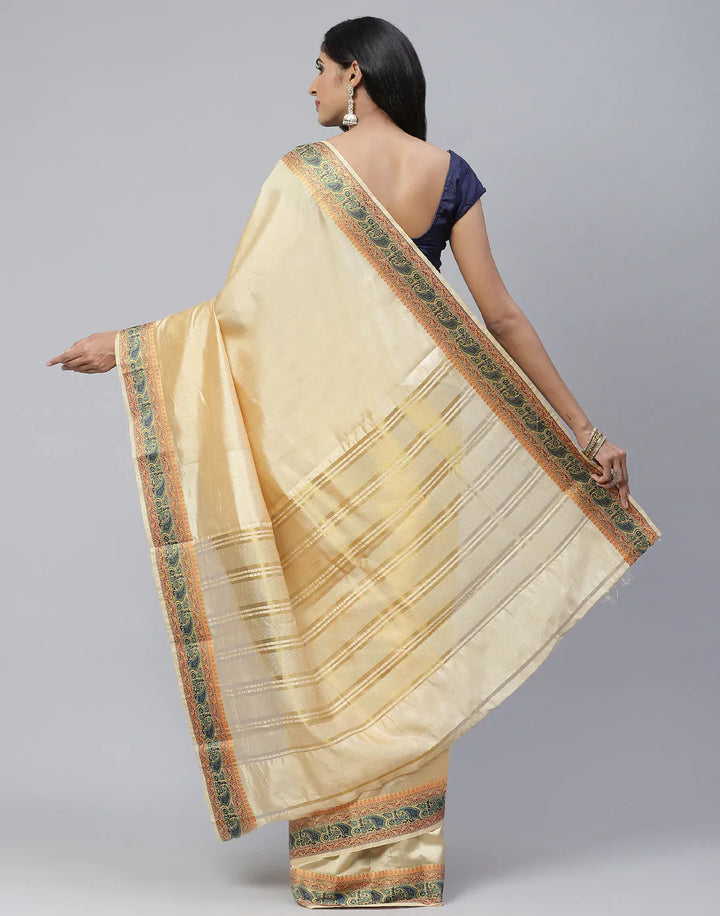 Plain Zari Border Handloom Woven Saree