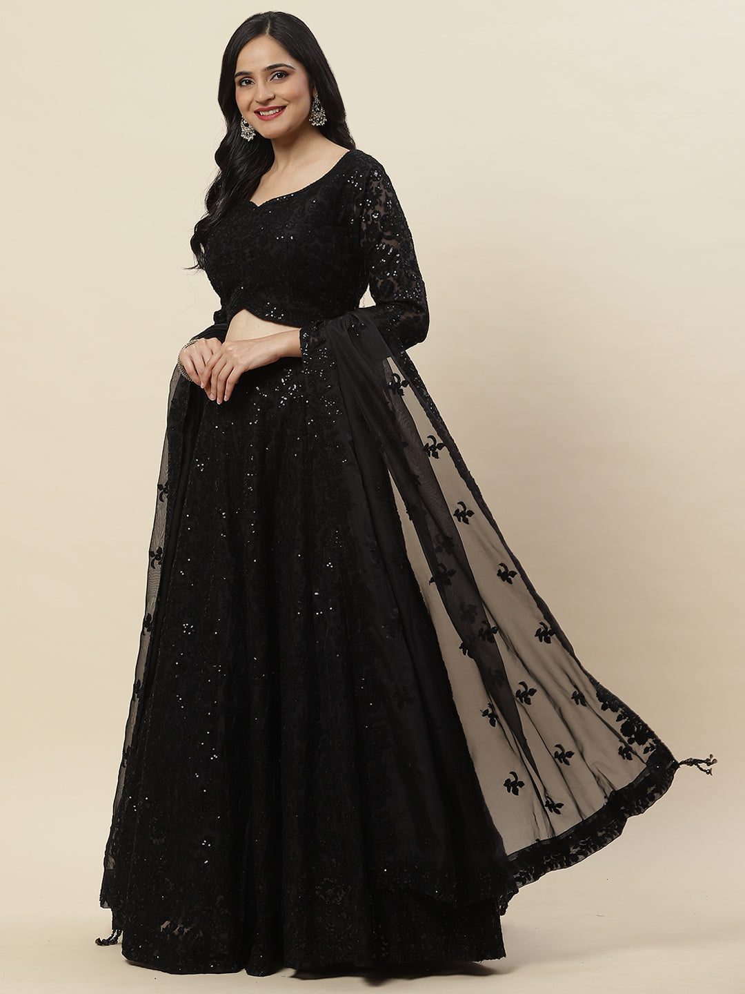 Sequence Work Georgette Choli With Lehenga &amp; Dupatta