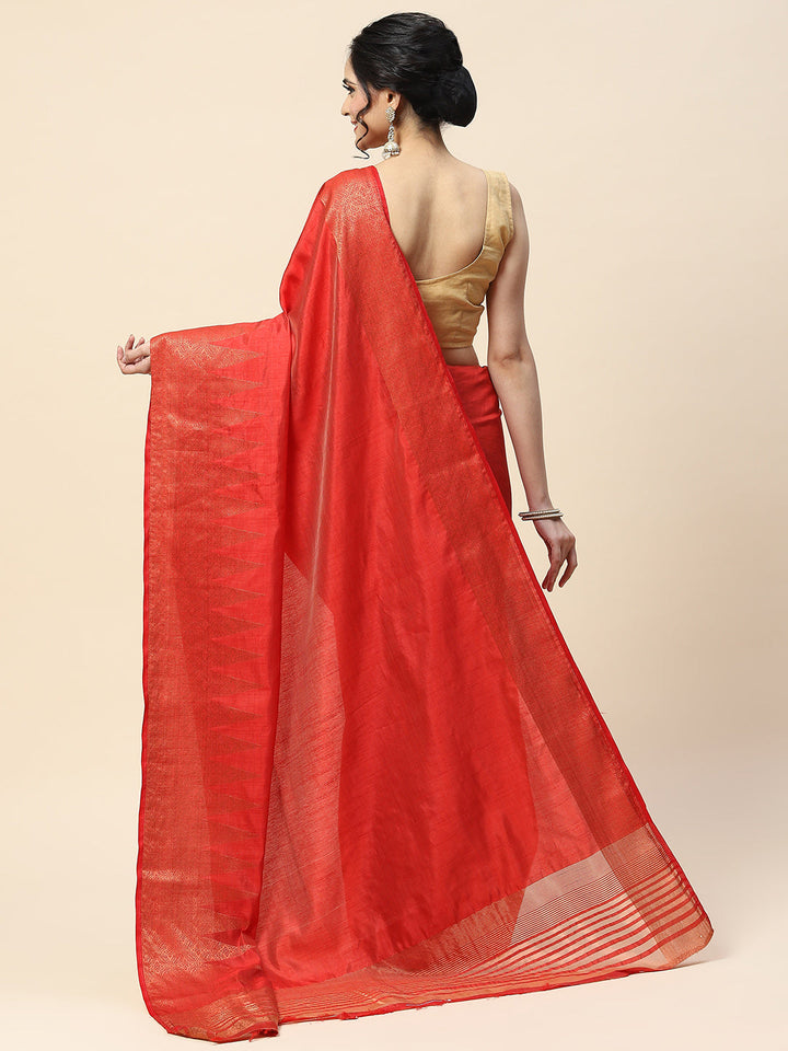 Plain Zari Border Handloom Woven Saree