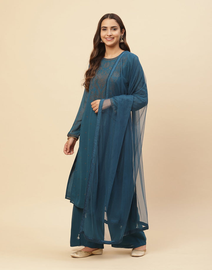 Swarovski Embroidered Georgette Salwar Kameez Stitched Suit With Dupatta