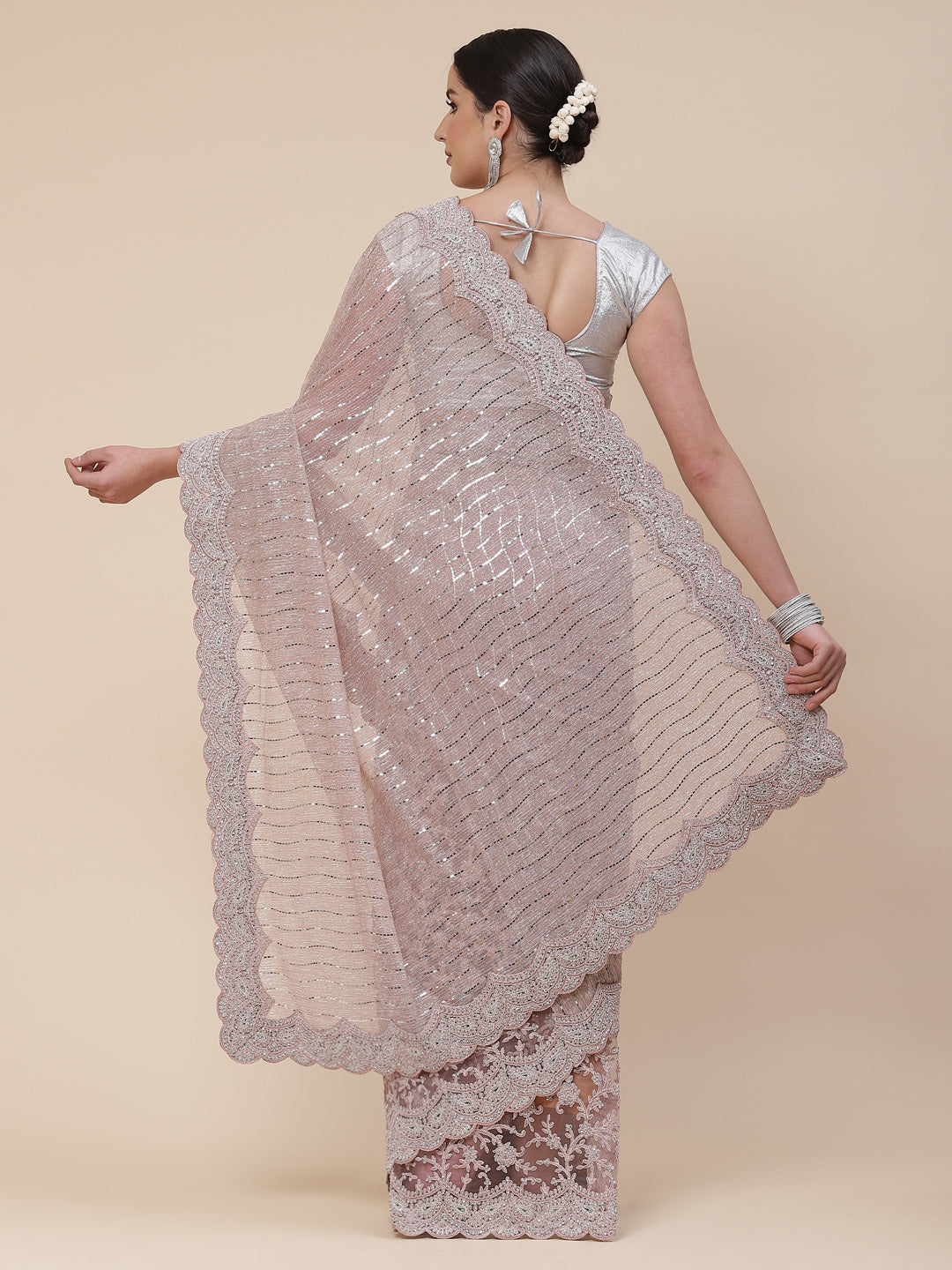 Stone Work Net Saree