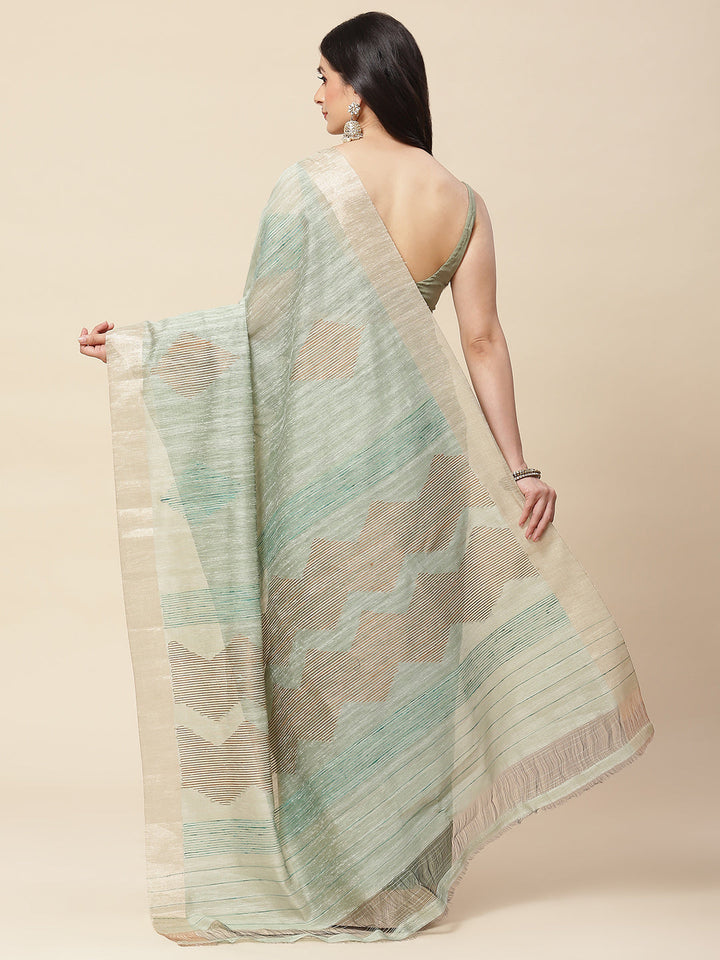 Plain Zari Border Woven Cotton Saree