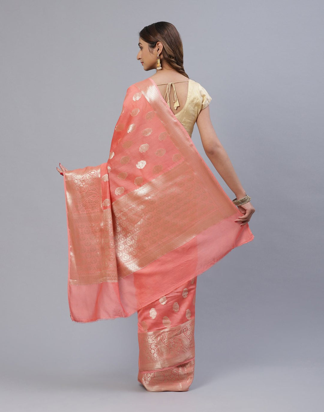 Woven Cotton Saree With Zari Border
