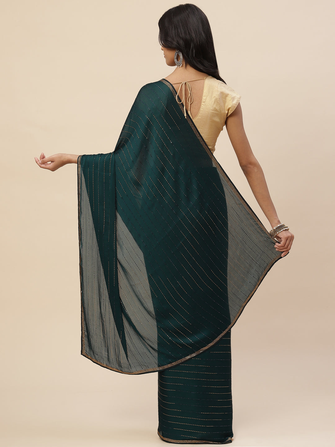 Stone Embroidered Chiffon Saree