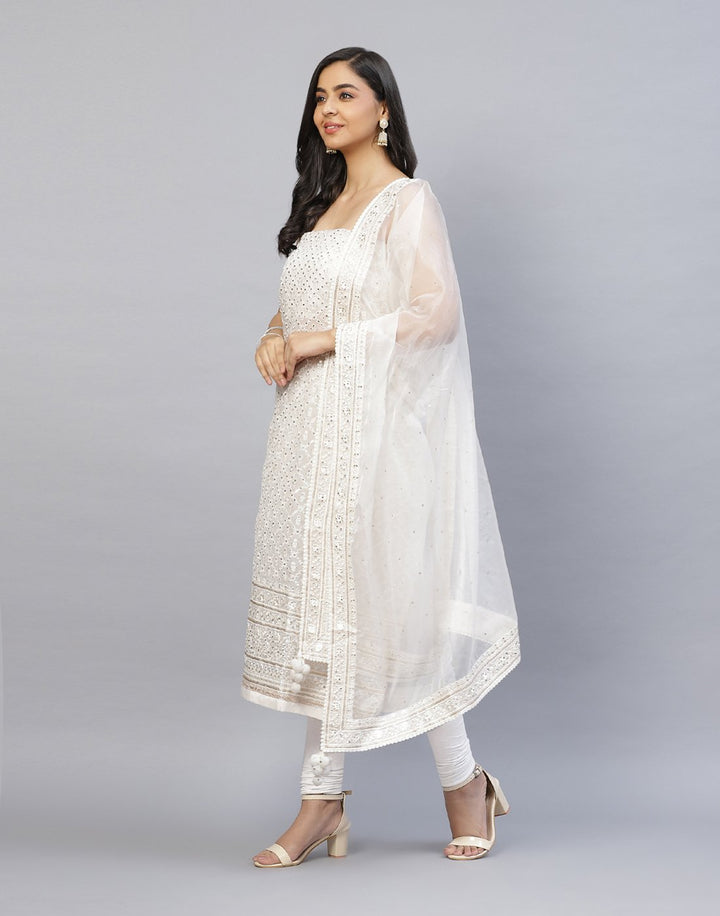 Embroidered Organza Kora Suit Piece