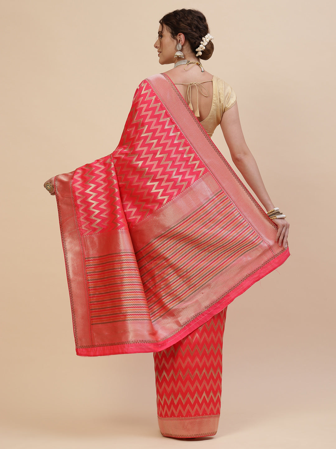 Zig Zag Banarasi Embroidered Saree