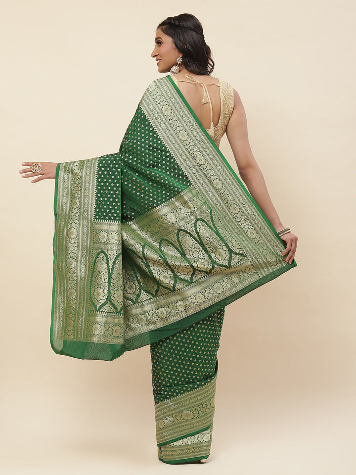 Zari Border Booti Woven Banarsi Saree