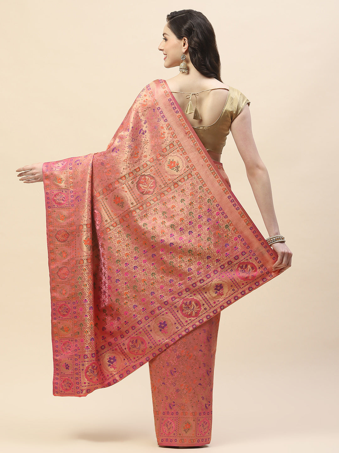 Zari Jaal Woven Satin Saree