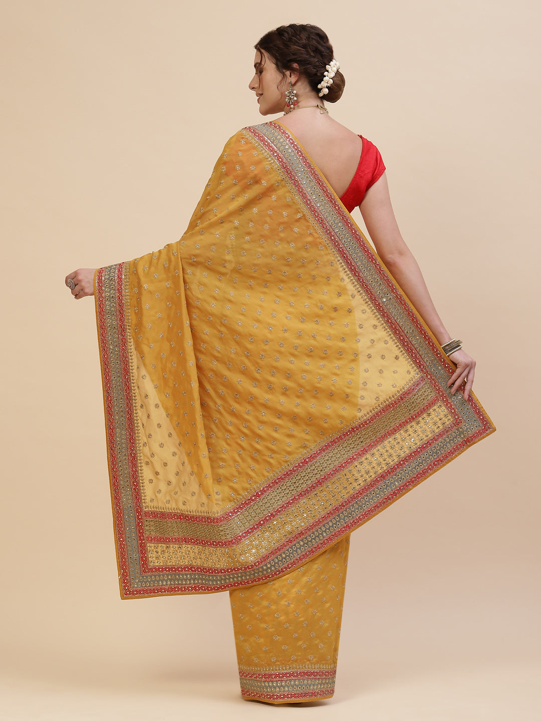 Resham Border Art Georgette Embroidered Saree