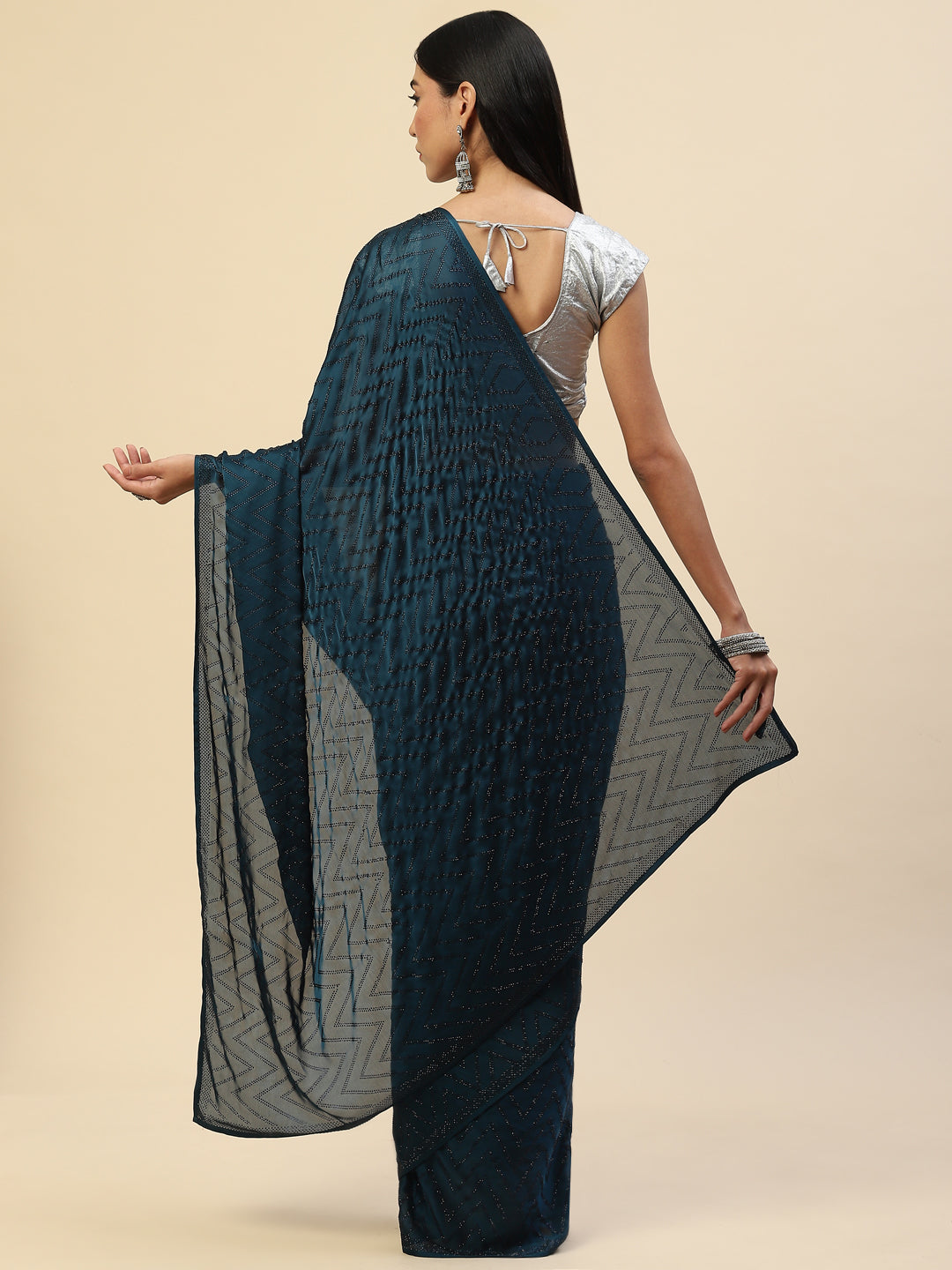 Swarovski Jaal Embroidered Satin Saree