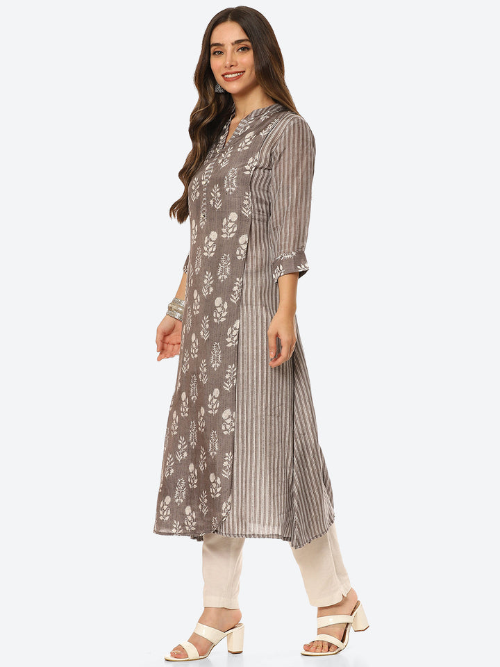 Floral Printed Muslin Kurta