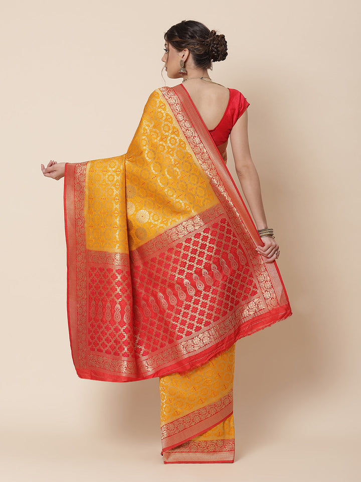 Bandhej Art Handloom Woven Saree