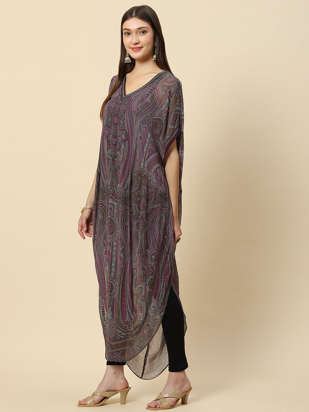 Digital Printed Georgette Kaftan Kurta