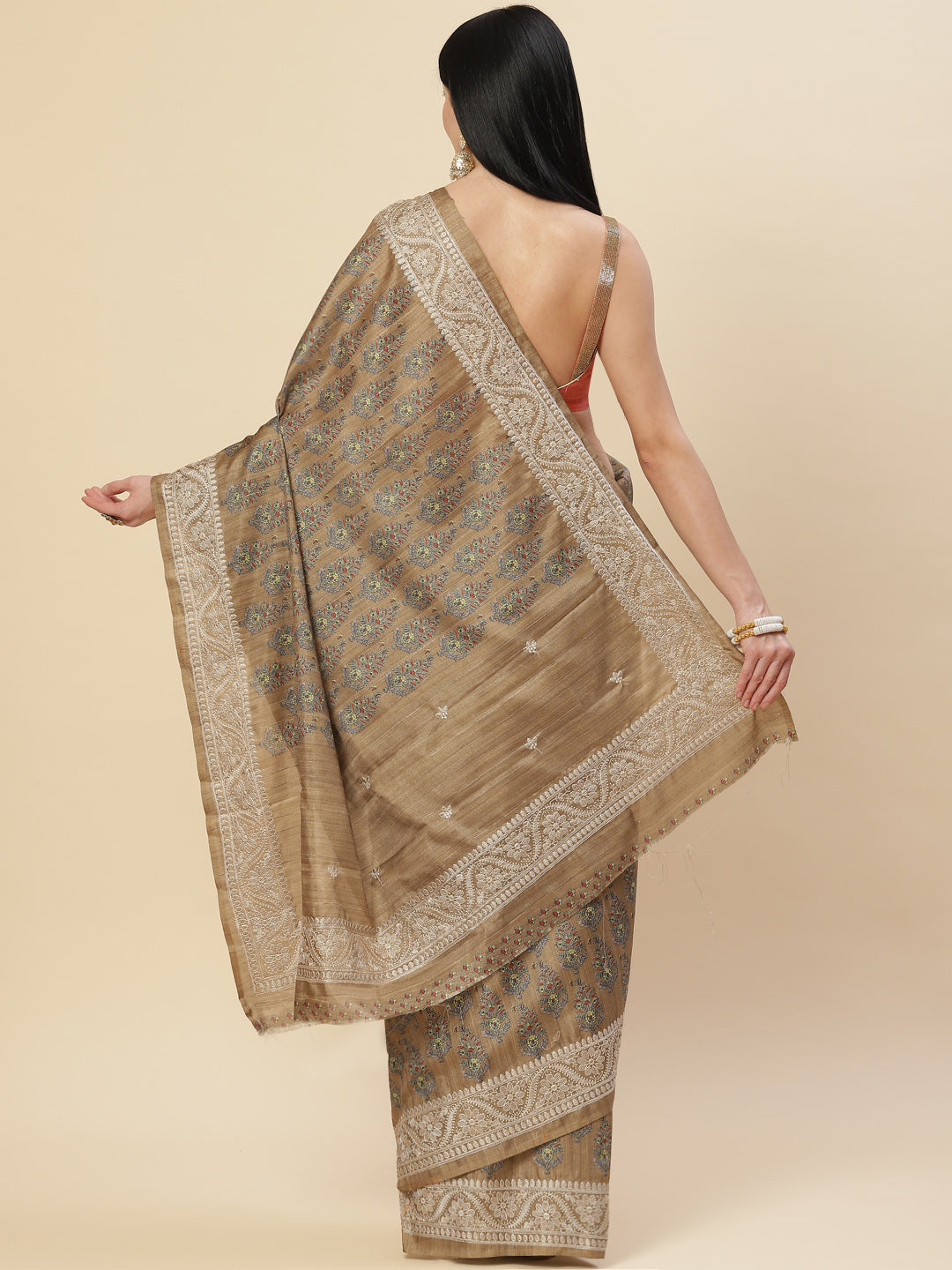 Digital Printed Tussar Saree