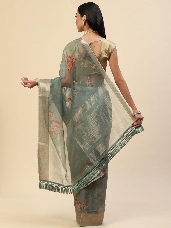 Floral Digital Printed Organza Saree