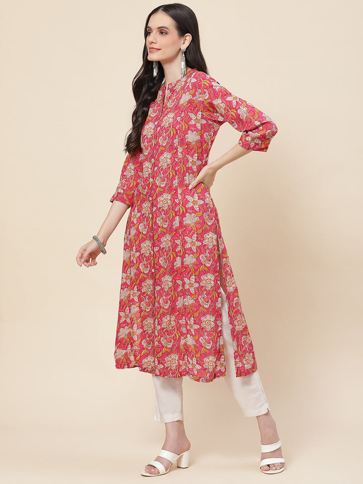 Floral Printed Cotton Kurta