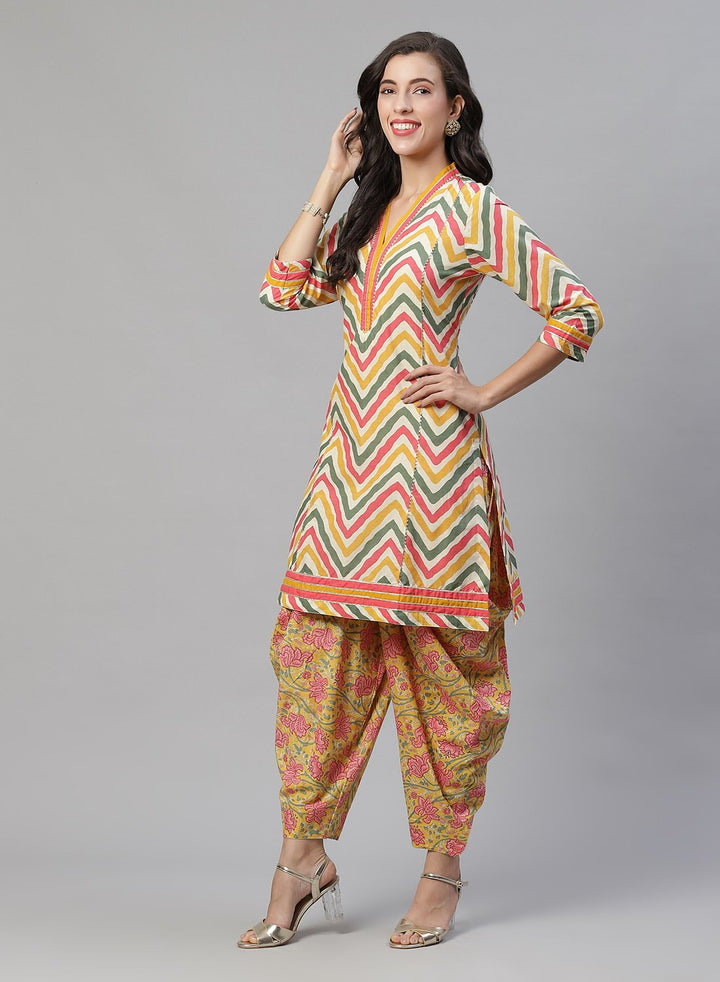 Printed Cotton Kurti With Dhoti Pant