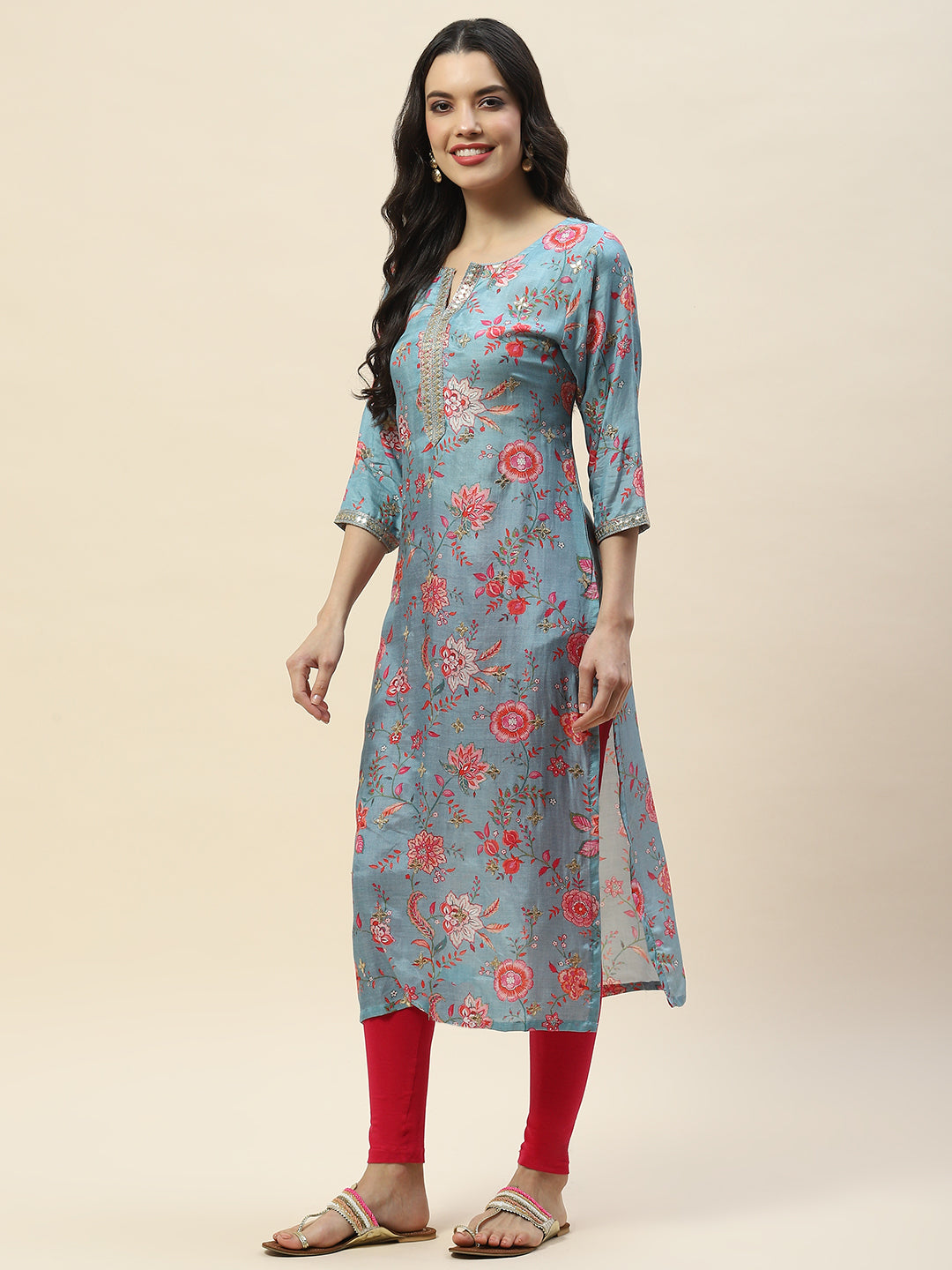 Gota Work Printed Muslin Kurta