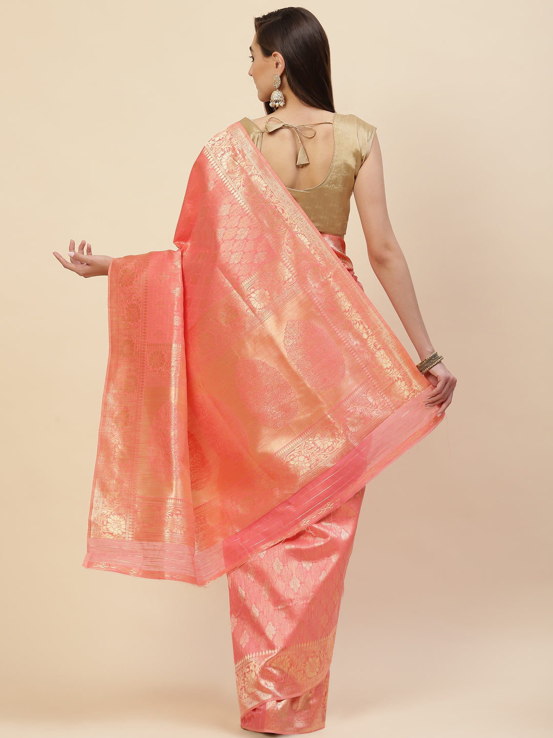 Zari Border Booti Cotton Woven Saree