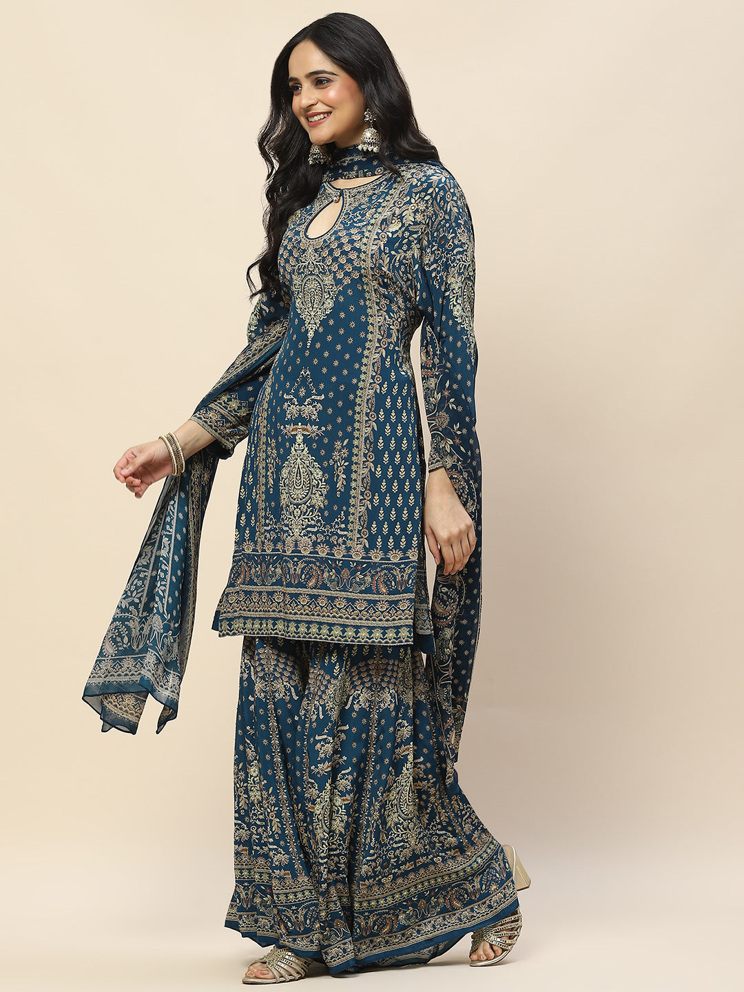 Digital Print Crepe Suit Set With Dupatta
