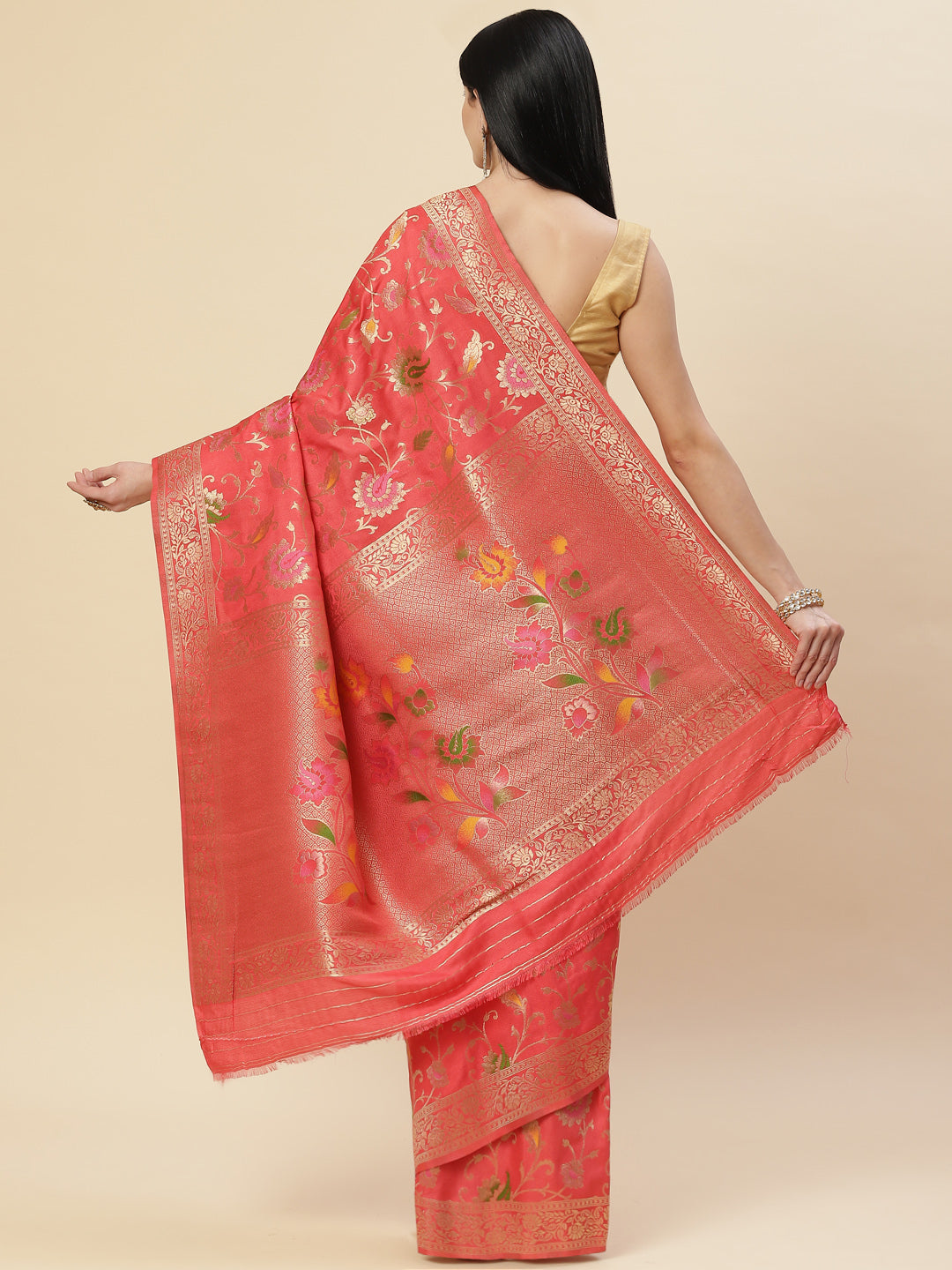 Floral Zari Jaal Handloom Woven Saree