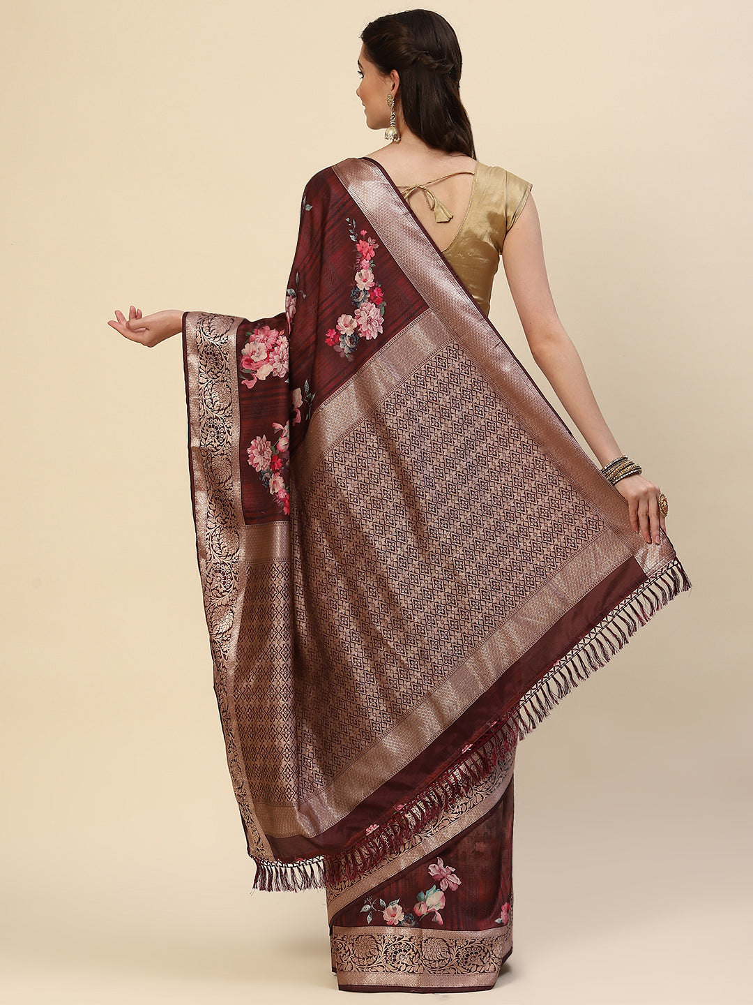 Digital Floral Printed Handloom Saree