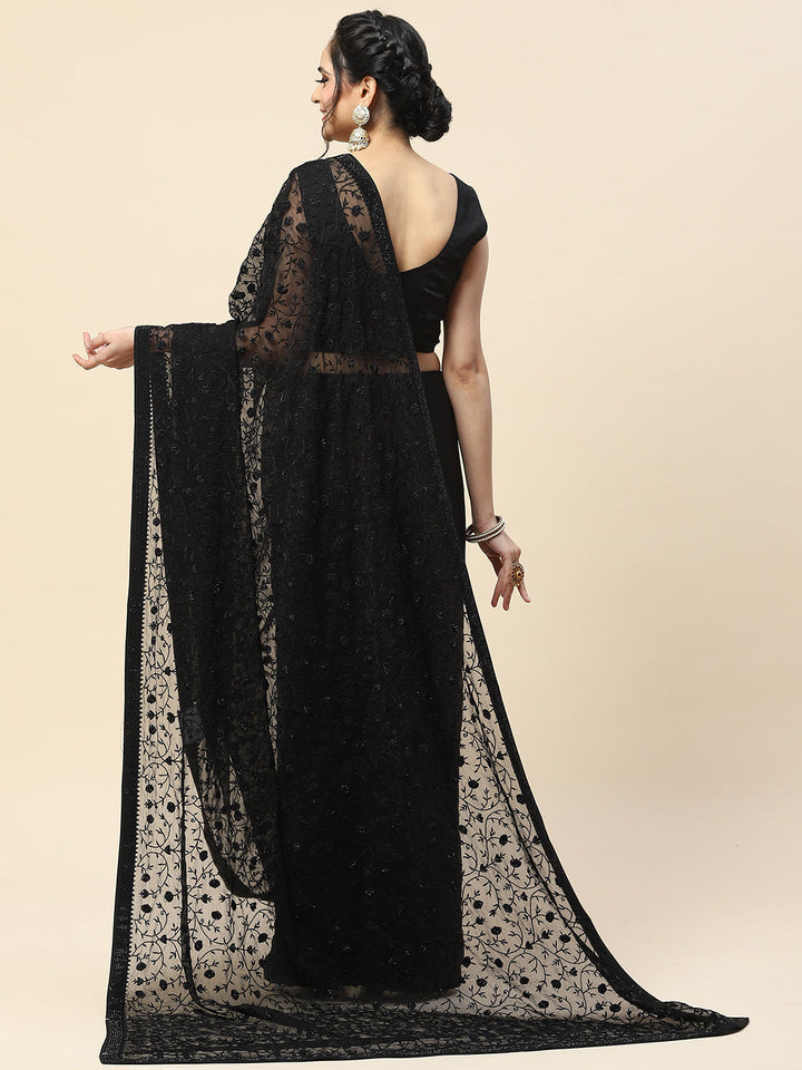 Resham Jaal Embroidered Chiffon Saree