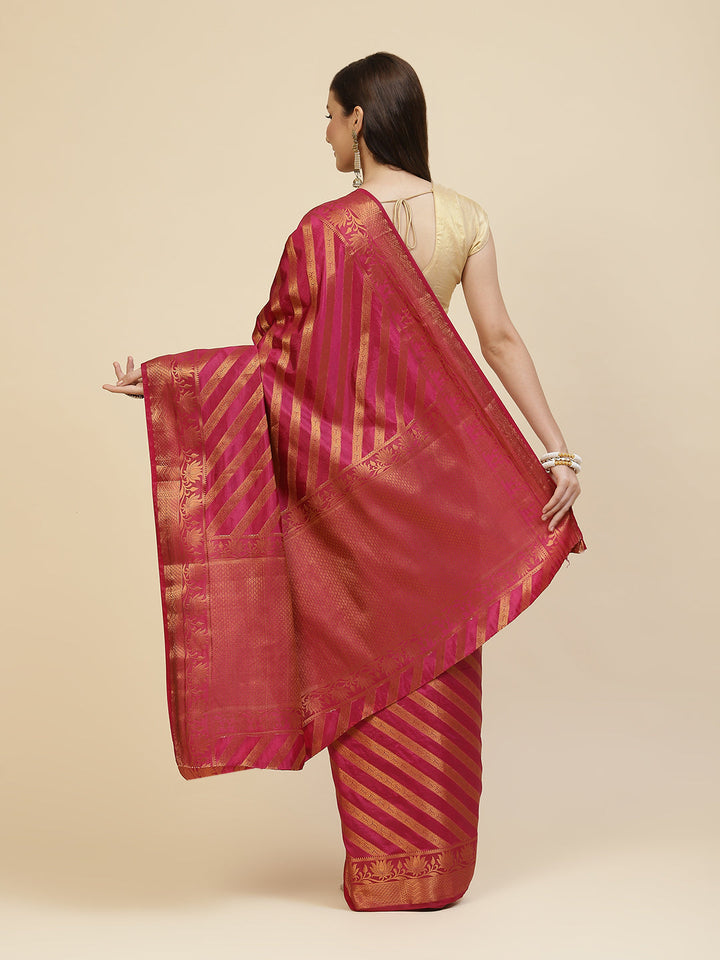 Zari Jaal Stripes Handloom Woven Saree