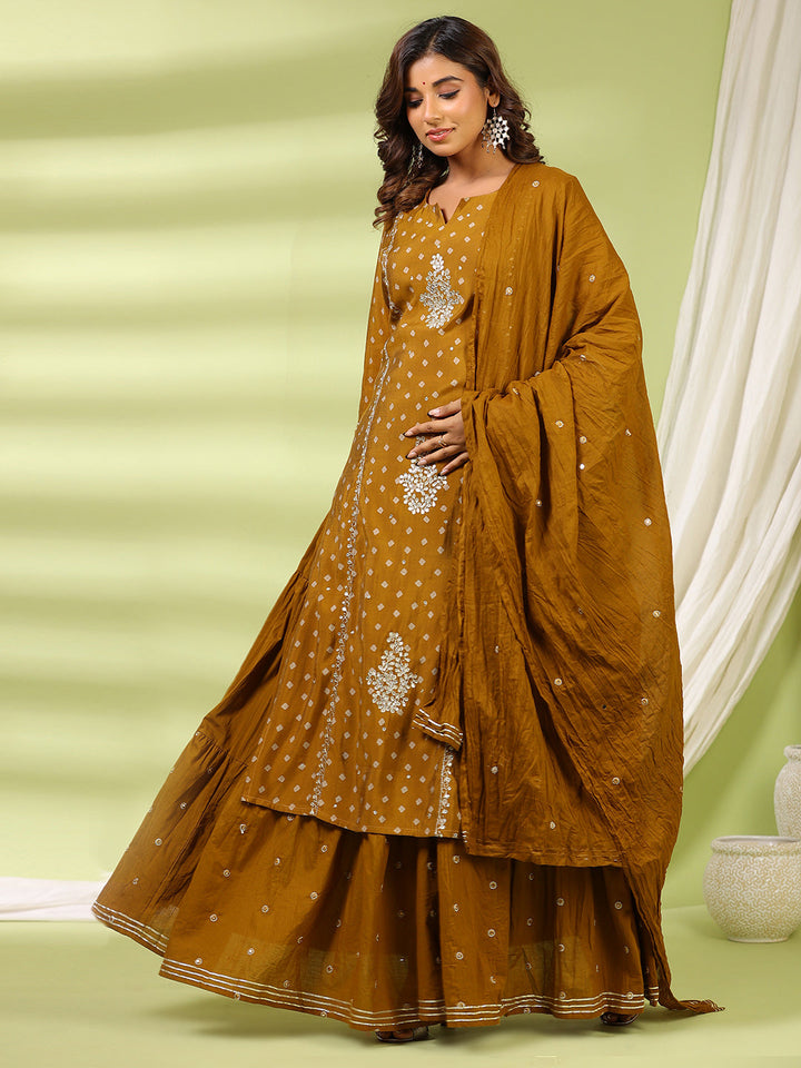 Printed Cotton Choli With Lehenga &amp; Net Dupatta