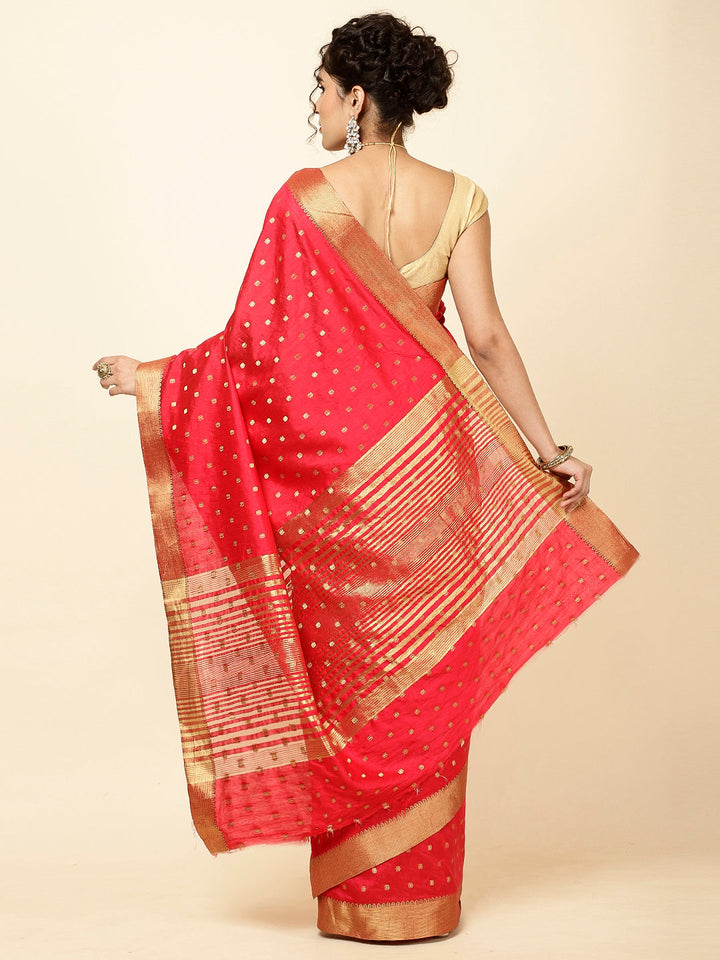 Zari Border Booti Woven Handloom Saree