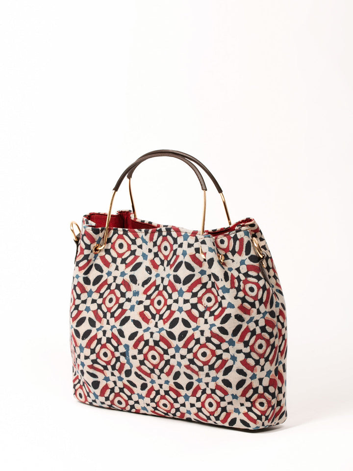 Cotton Flower Print Handbag