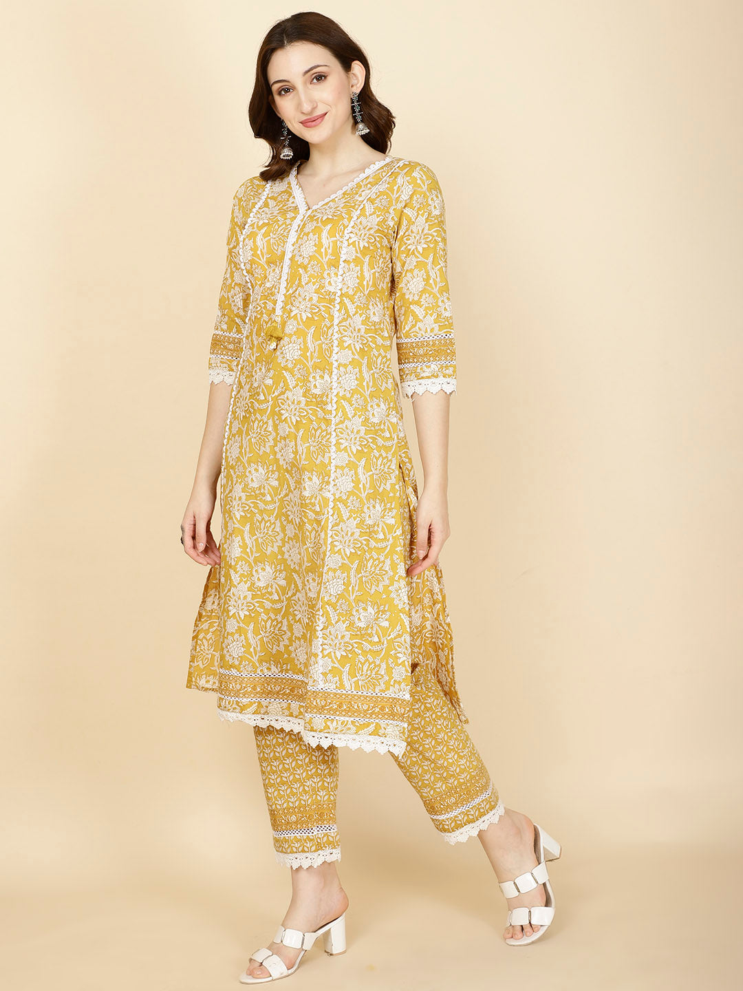 Printed Cotton Kurta With Pants