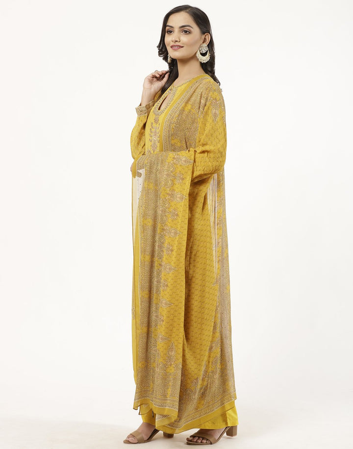 MBZ Meena Bazaar-Grey Digital Printed Crepe Salwaar Kameez Stitched Suit
